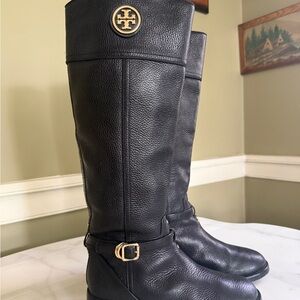 Tory Burch Theresa Black Pebbled Leather Boots $350MSRP